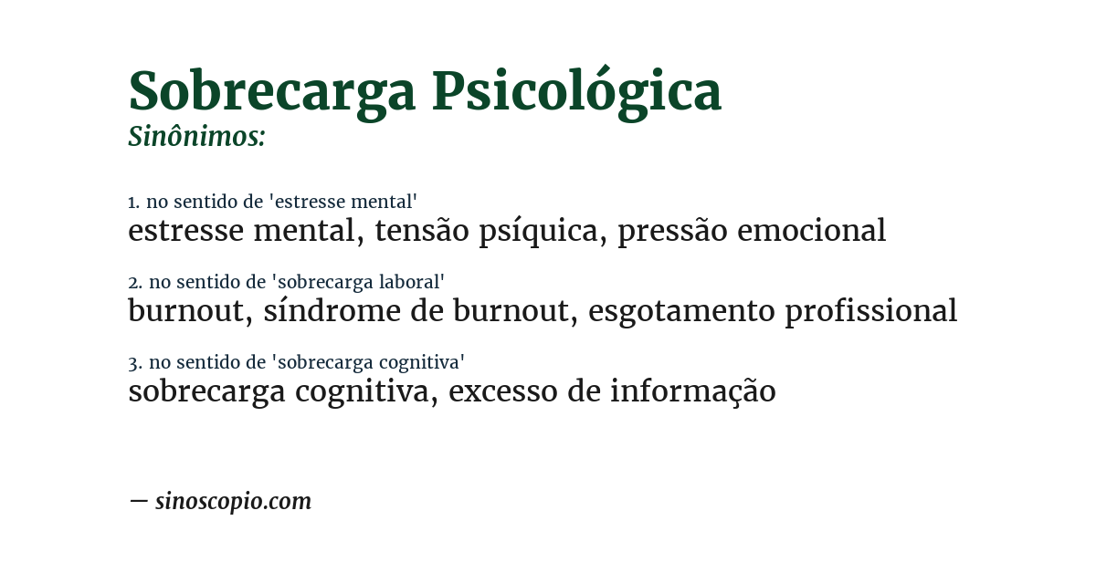 Sinônimo de sobrecarga psicológica