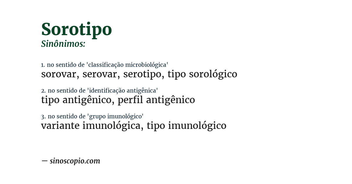 Sinônimo de sorotipo