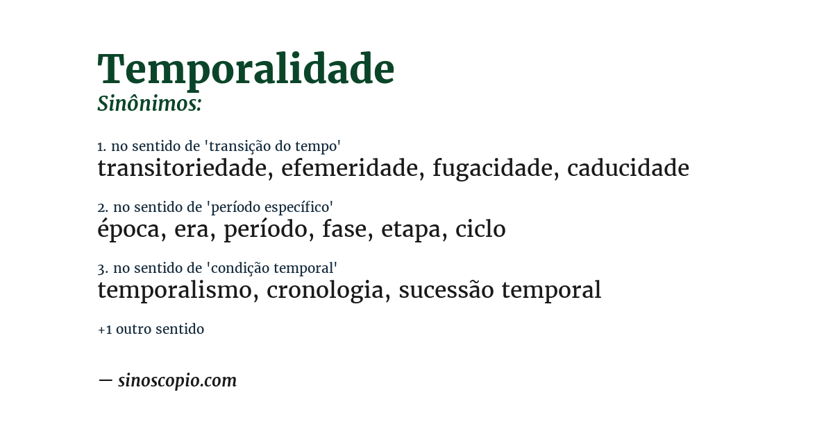 Sinônimo de temporalidade