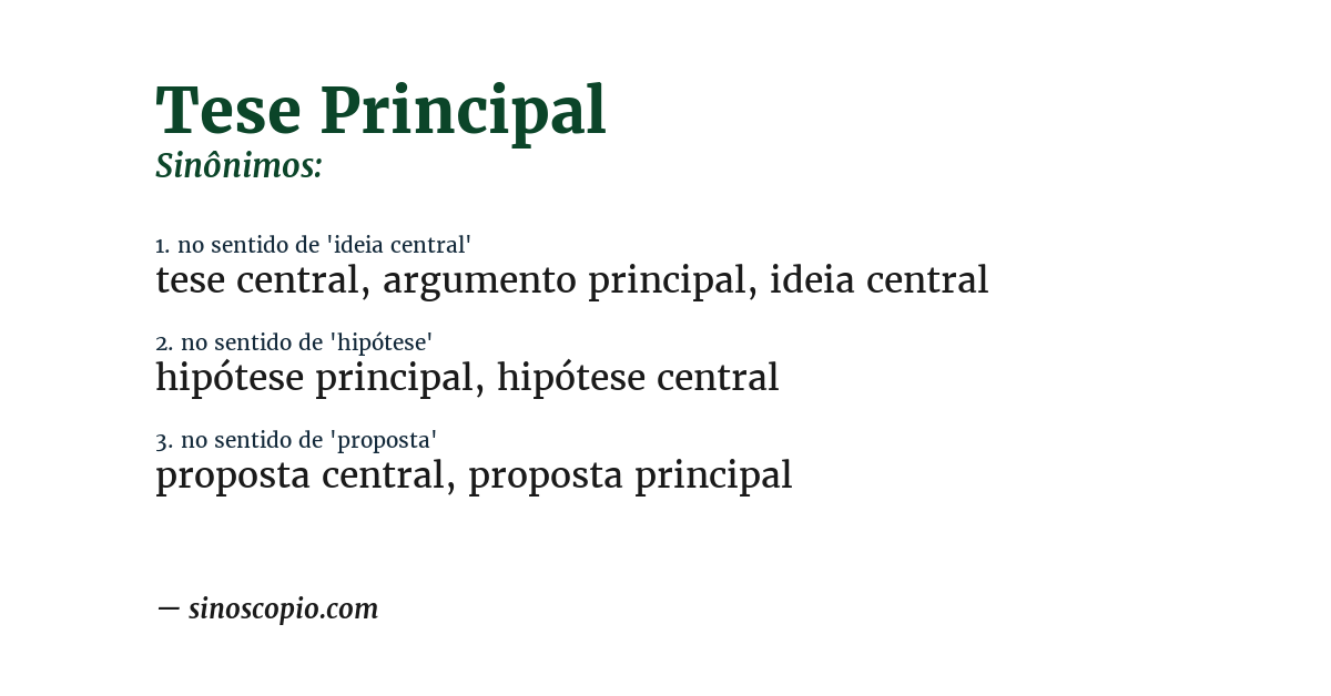Sinônimo de tese principal