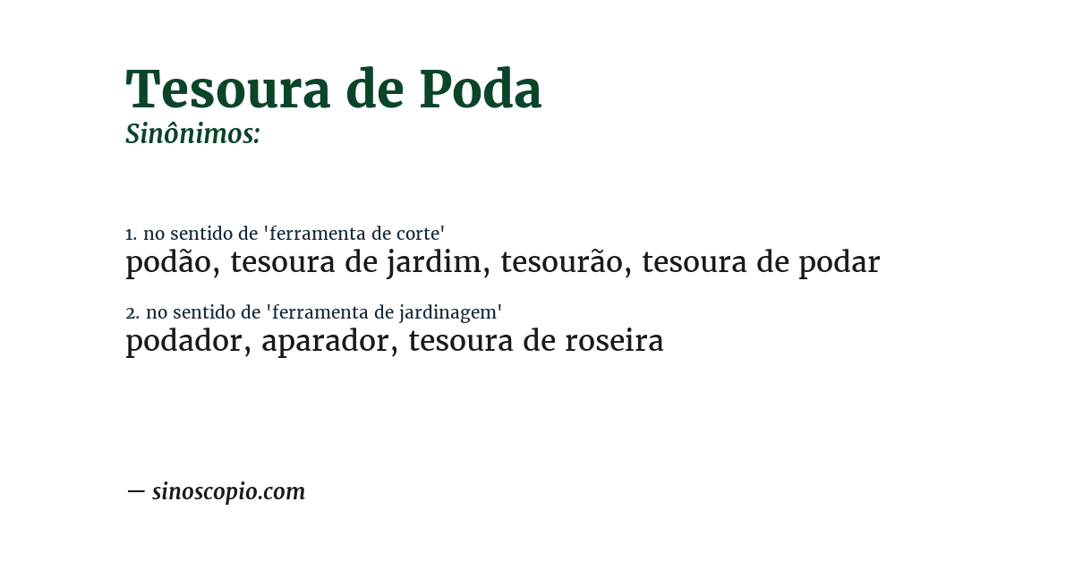 Sinônimo de tesoura de poda