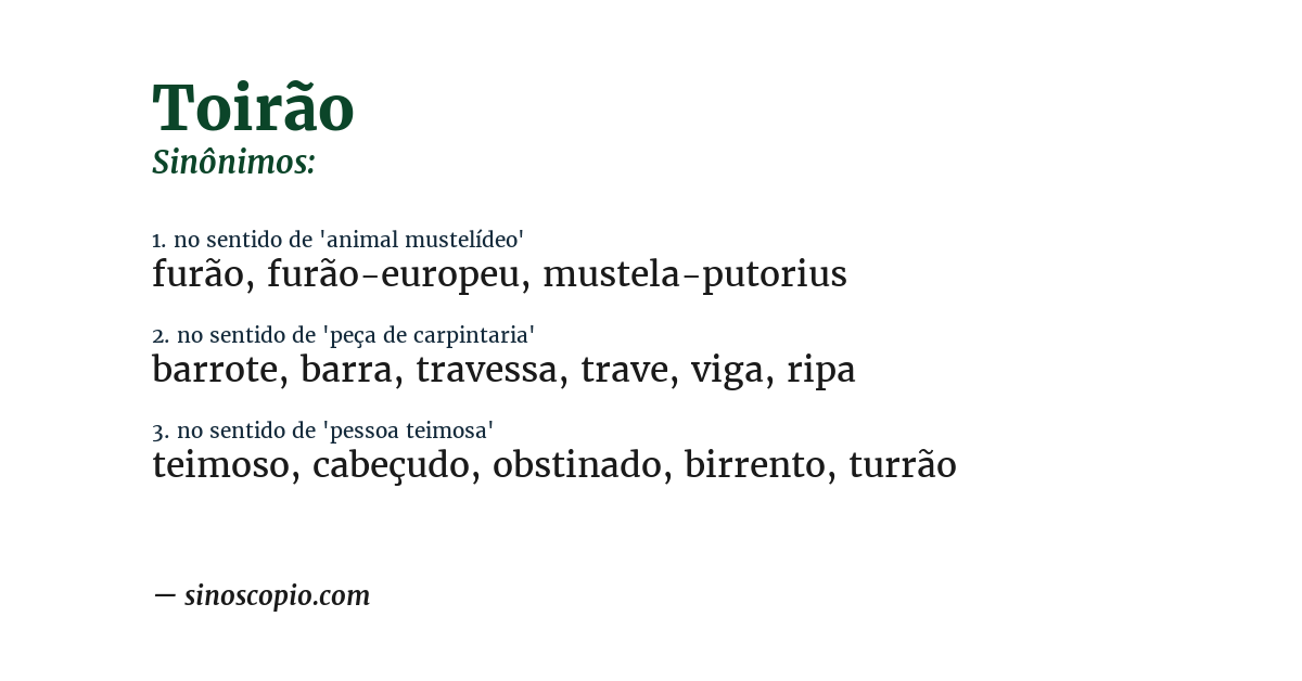 Sinônimo de toirão
