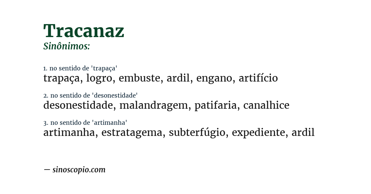 Sinônimo de tracanaz