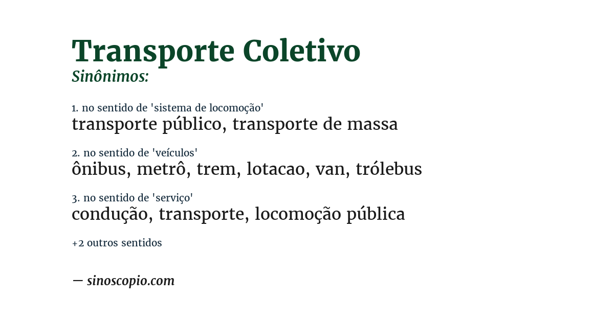 Sinônimo de transporte coletivo