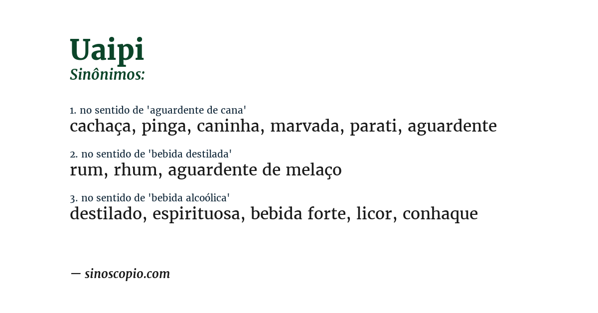Sinônimo de uaipi