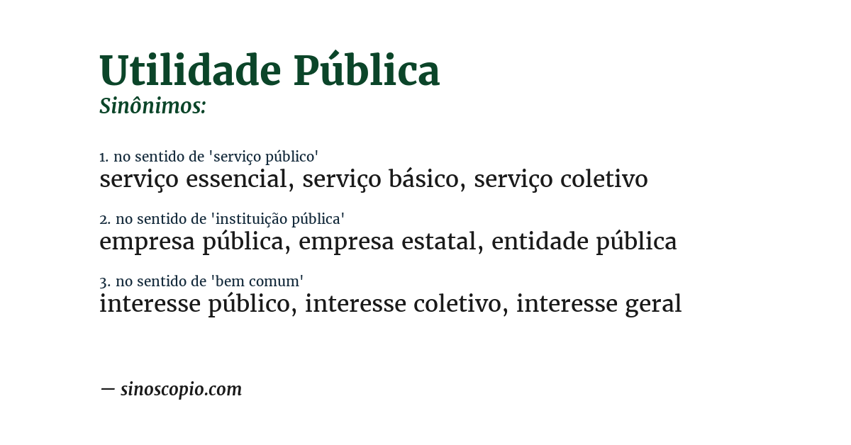 Sinônimo de utilidade pública