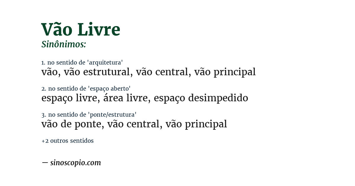 Sinônimo de vão livre