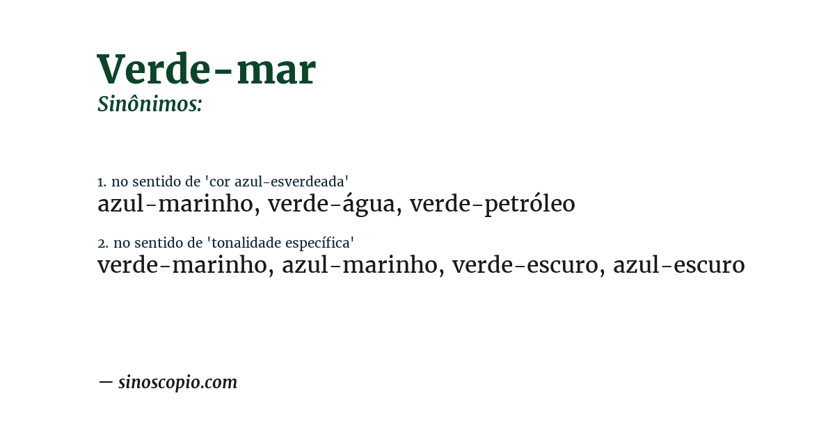 Sinônimo de verde-mar
