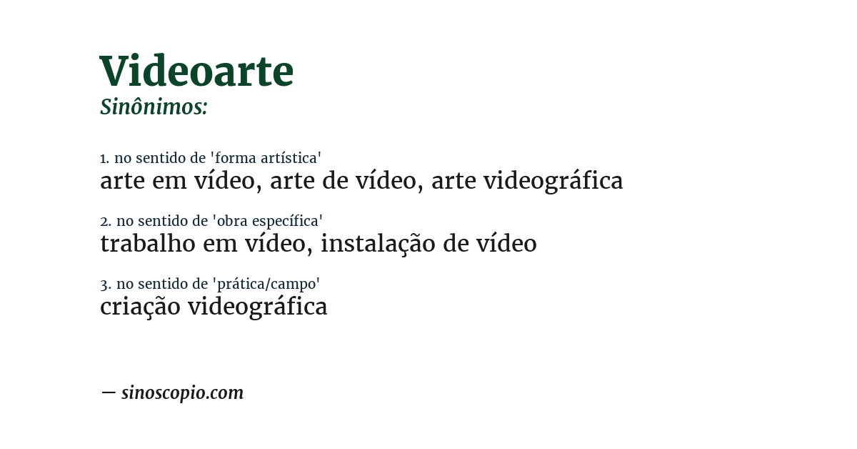 Sinônimo de videoarte