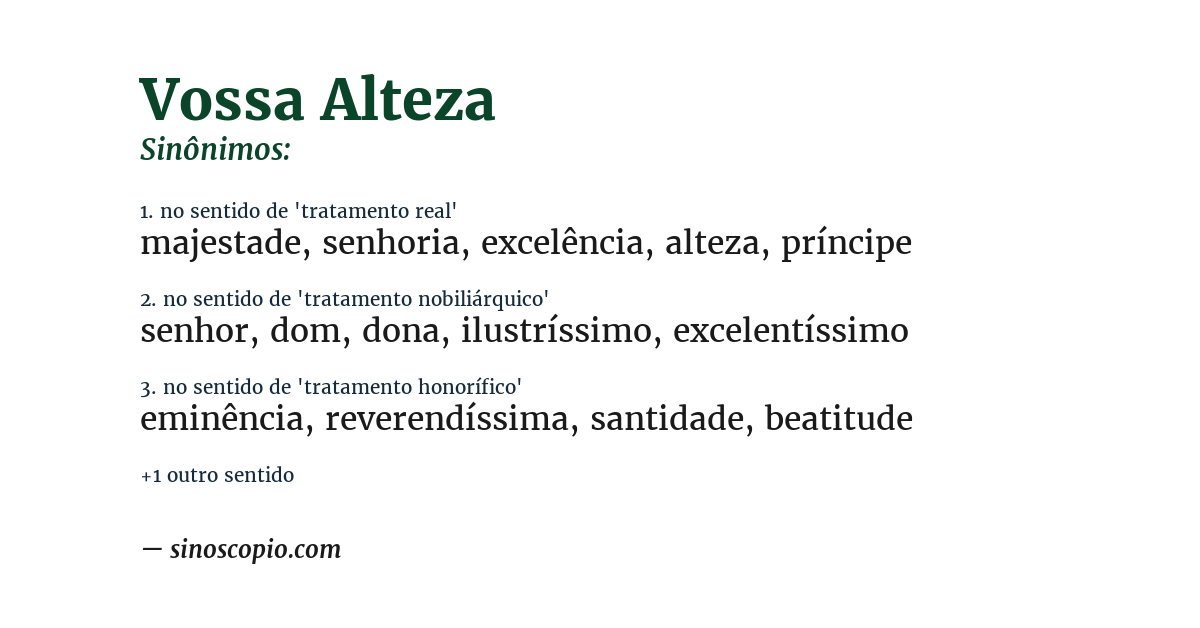 Sinônimo de vossa alteza