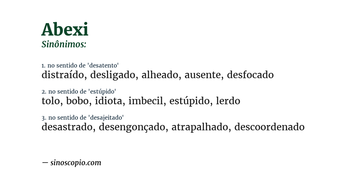 Sinônimo de abexi