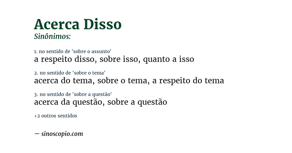 Sinônimo de acerca disso