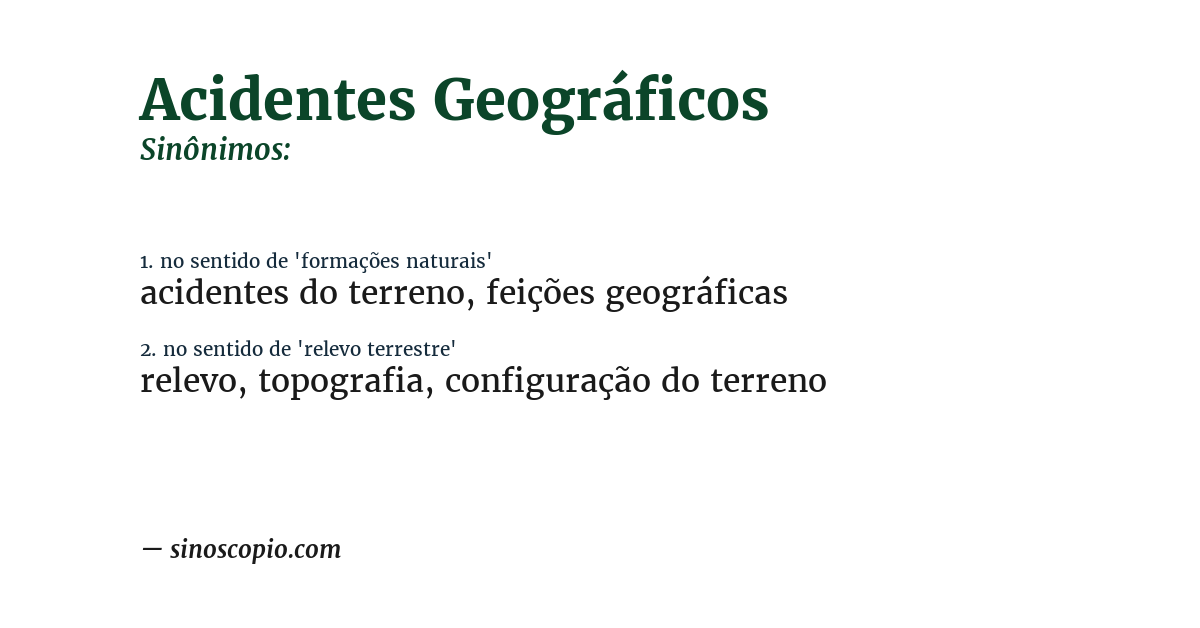 Sinônimo de acidentes geográficos