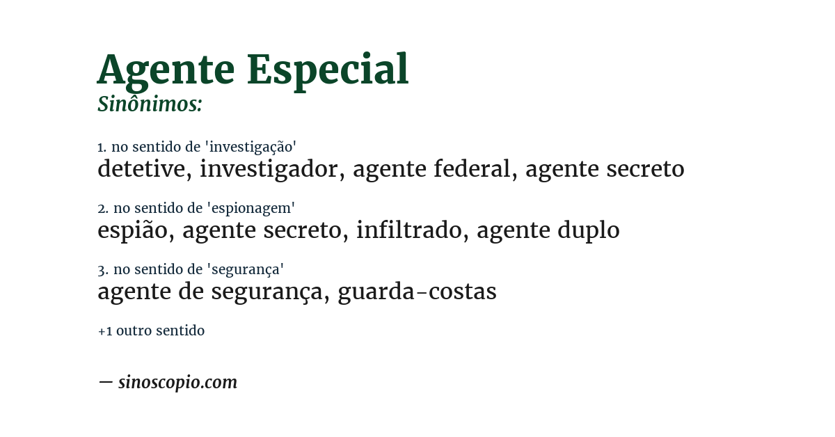 Sinônimo de agente especial
