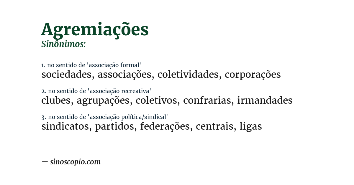 Sinônimo de agremiações
