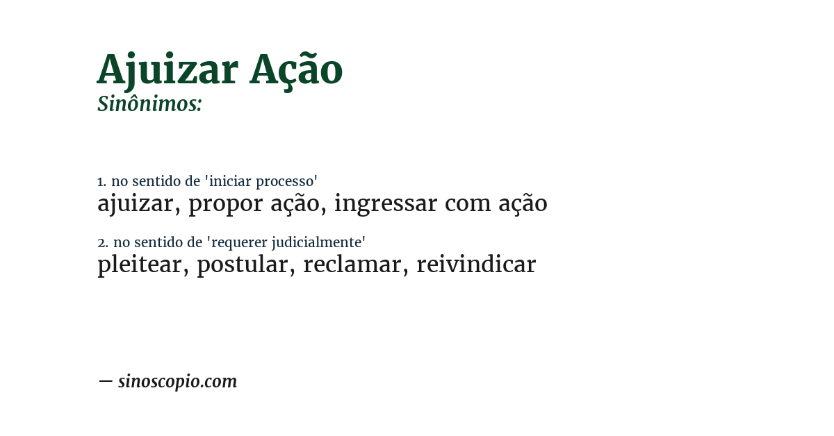 Sinônimo de ajuizar ação