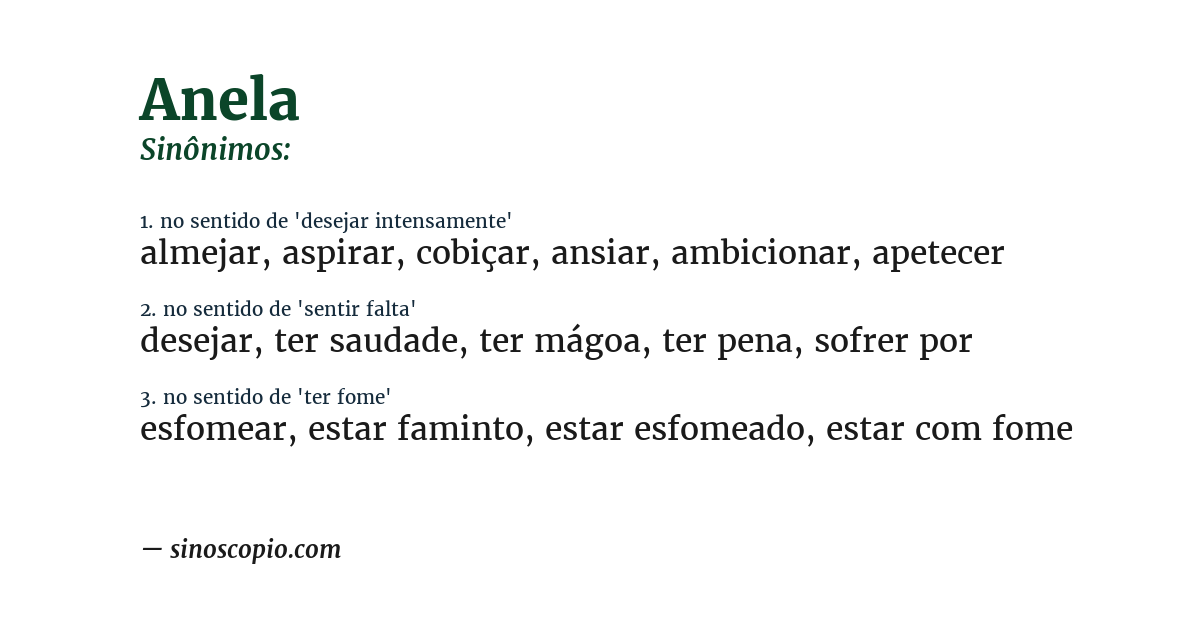 Sinônimo de anela