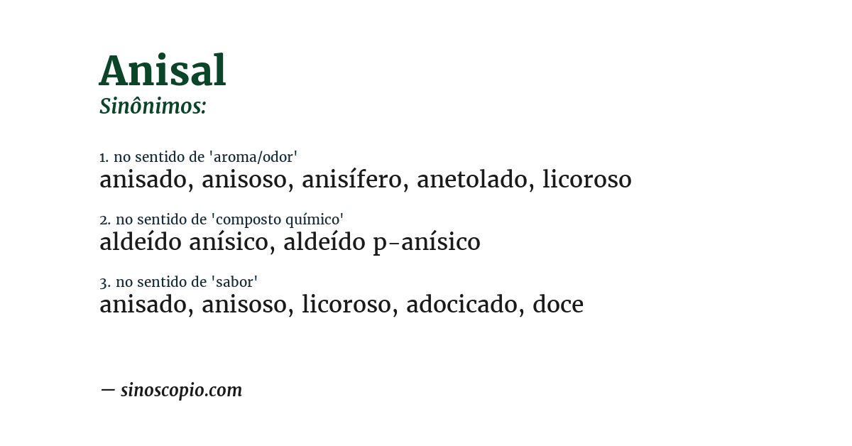 Sinônimo de anisal