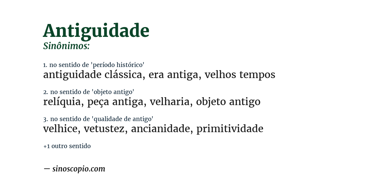 Sinônimo de antiguidade