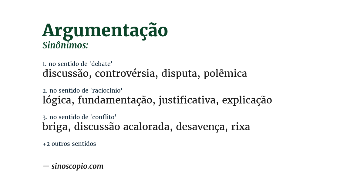 Sinônimo de argumentação