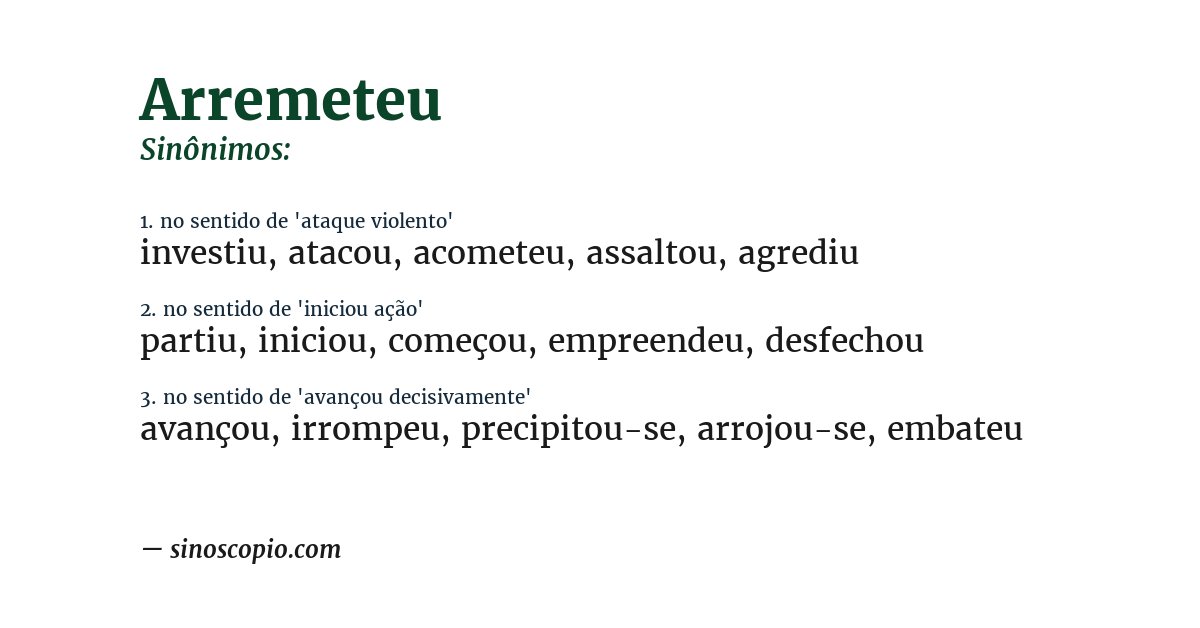 Sinônimo de arremeteu