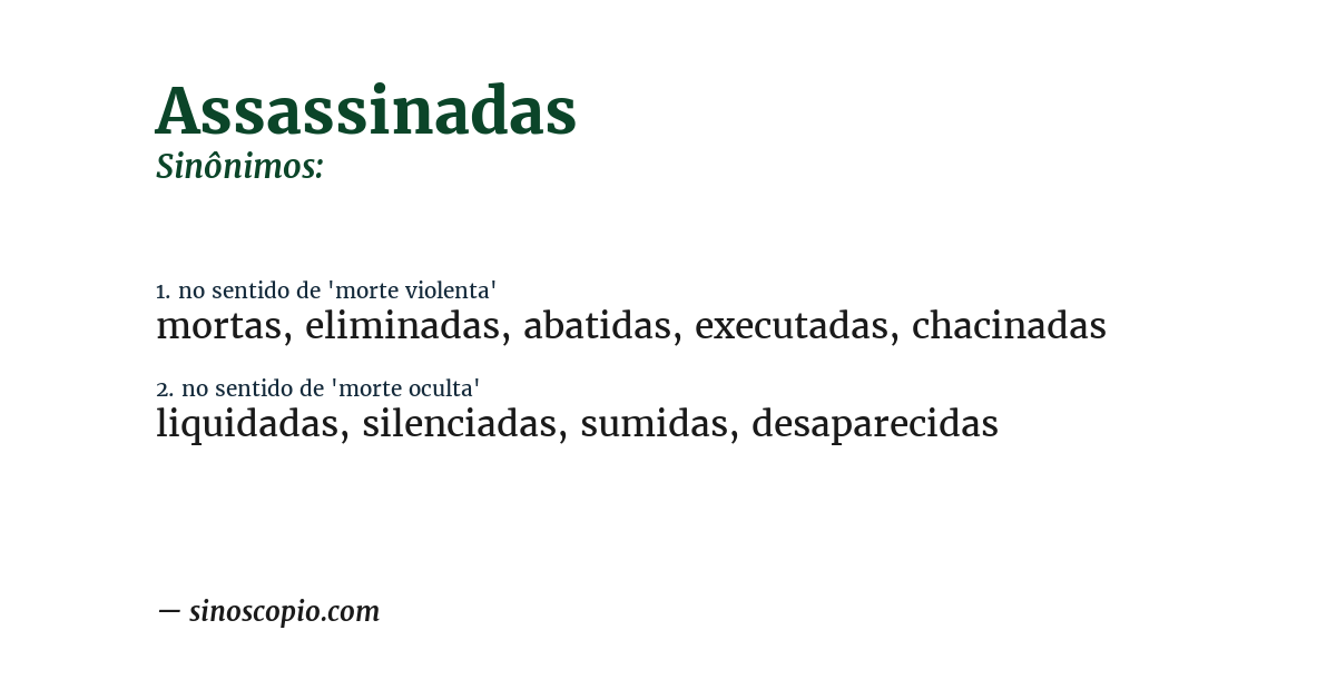 Sinônimo de assassinadas