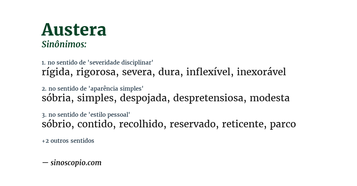 Sinônimo de austera