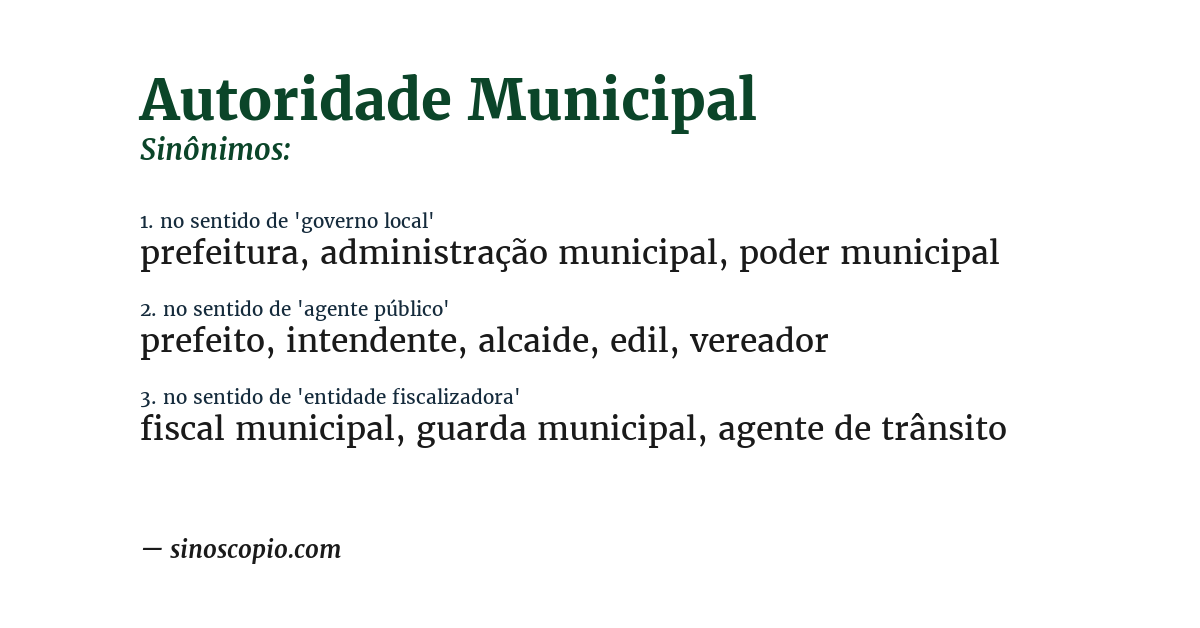 Sinônimo de autoridade municipal