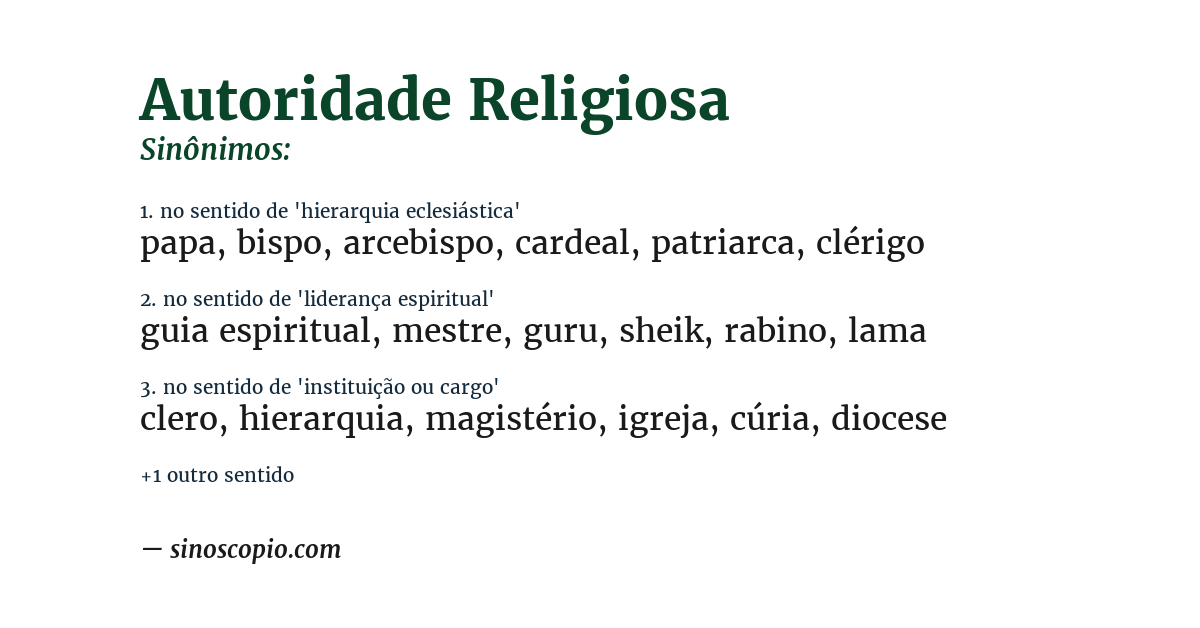 Sinônimo de autoridade religiosa