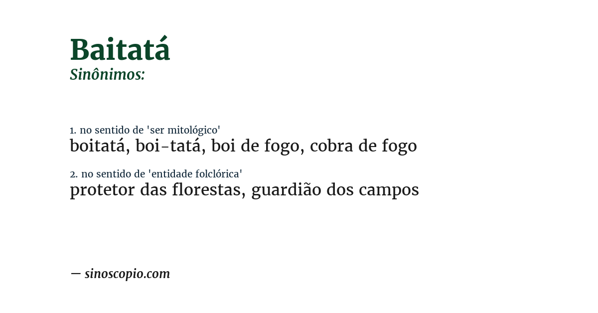 Sinônimo de baitatá