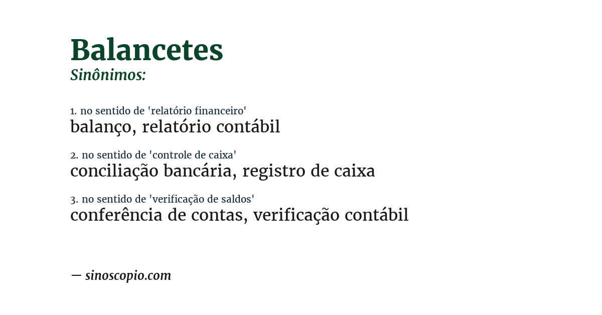 Sinônimo de balancetes