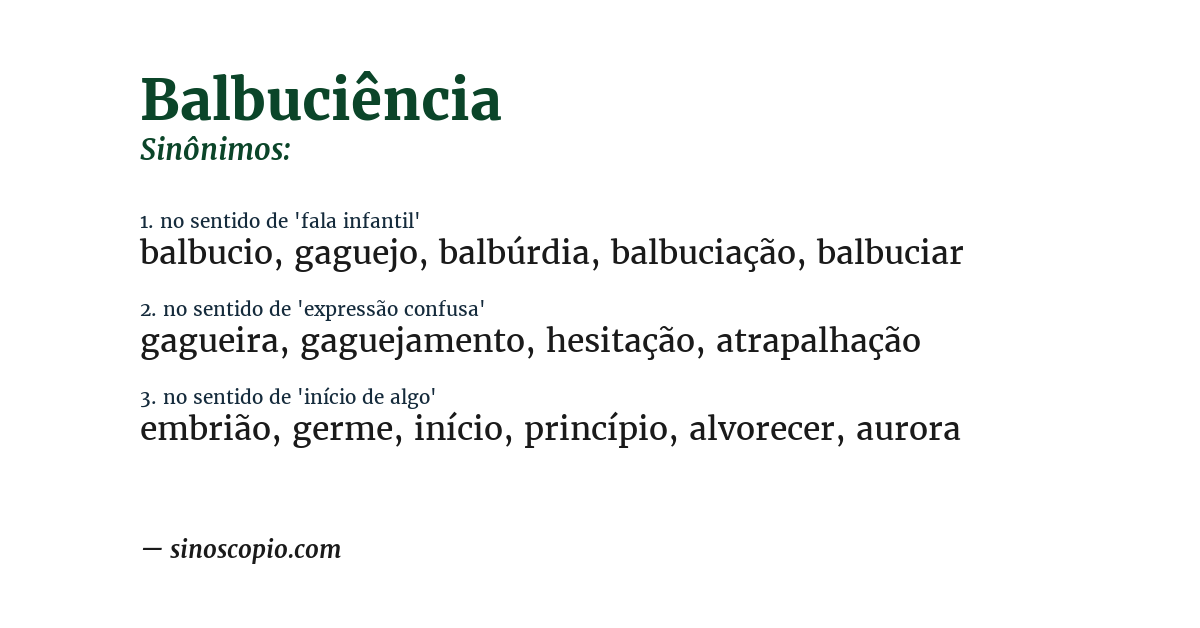 Sinônimo de balbuciência