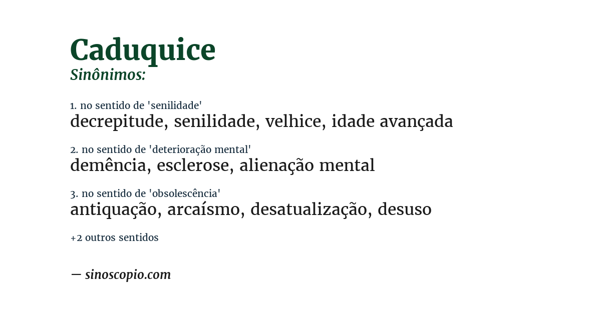 Sinônimo de caduquice