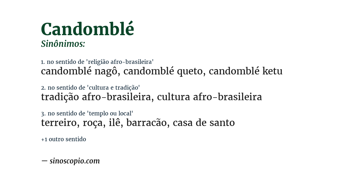 Sinônimo de candomblé