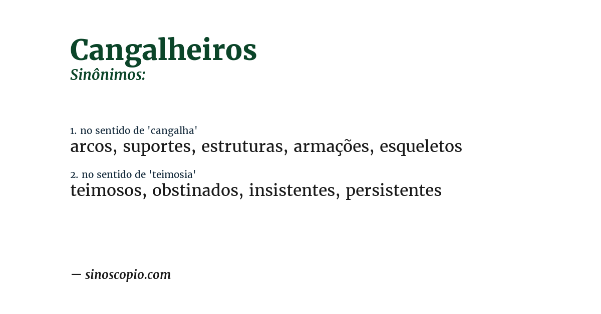 Sinônimo de cangalheiros