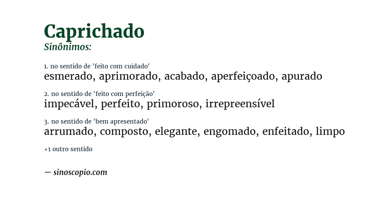 Sinônimo de caprichado