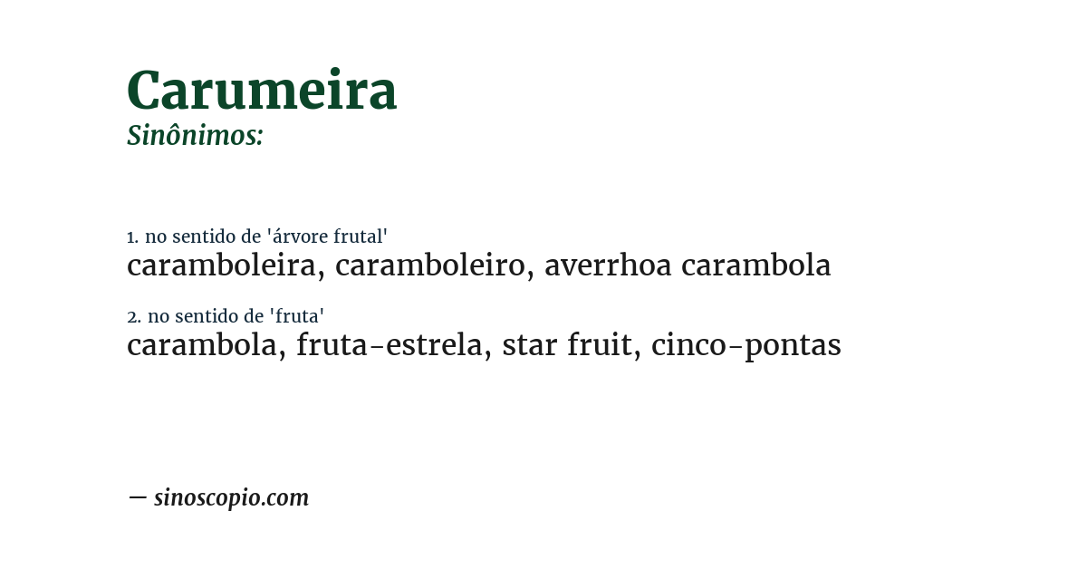 Sinônimo de carumeira