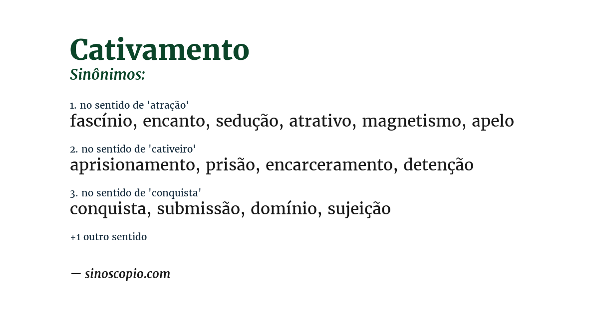 Sinônimo de cativamento