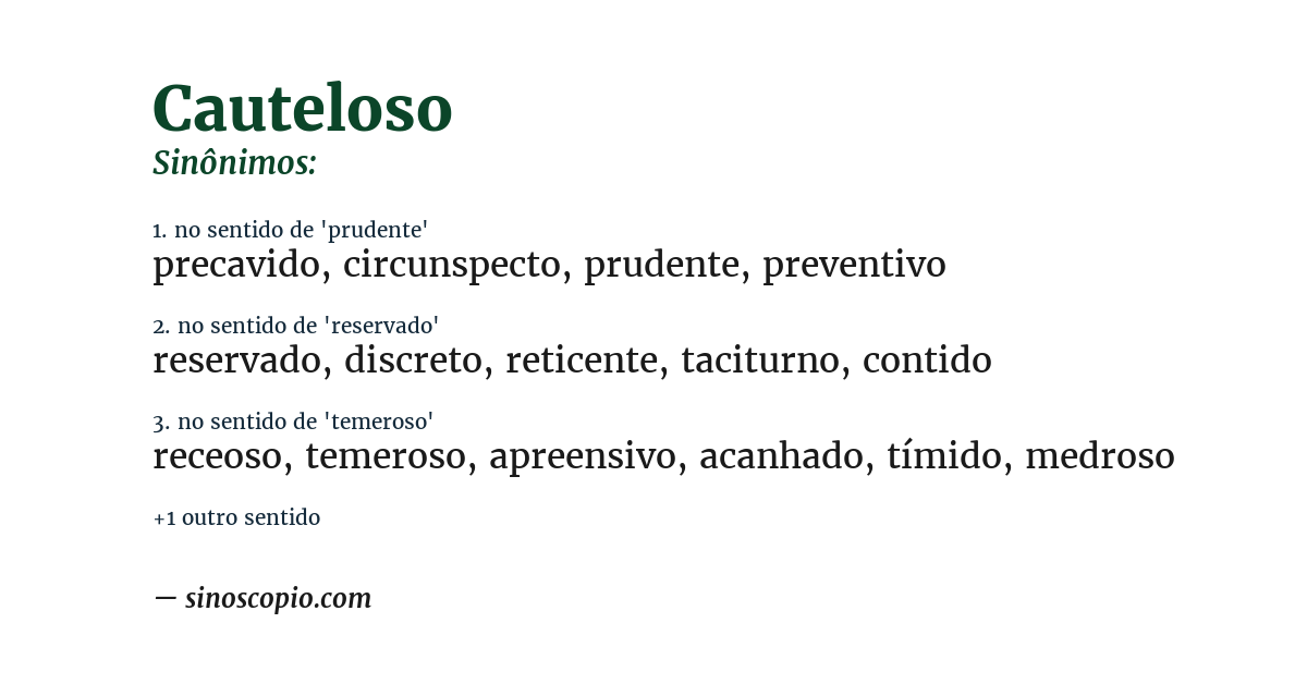 Sinônimo de cauteloso