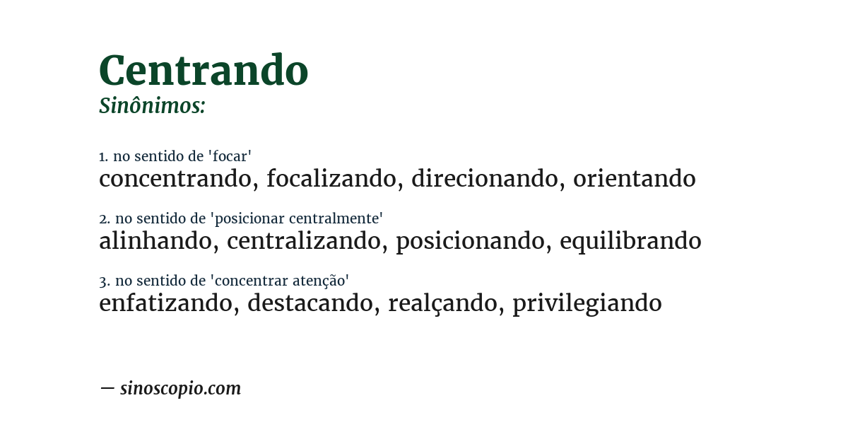 Sinônimo de centrando