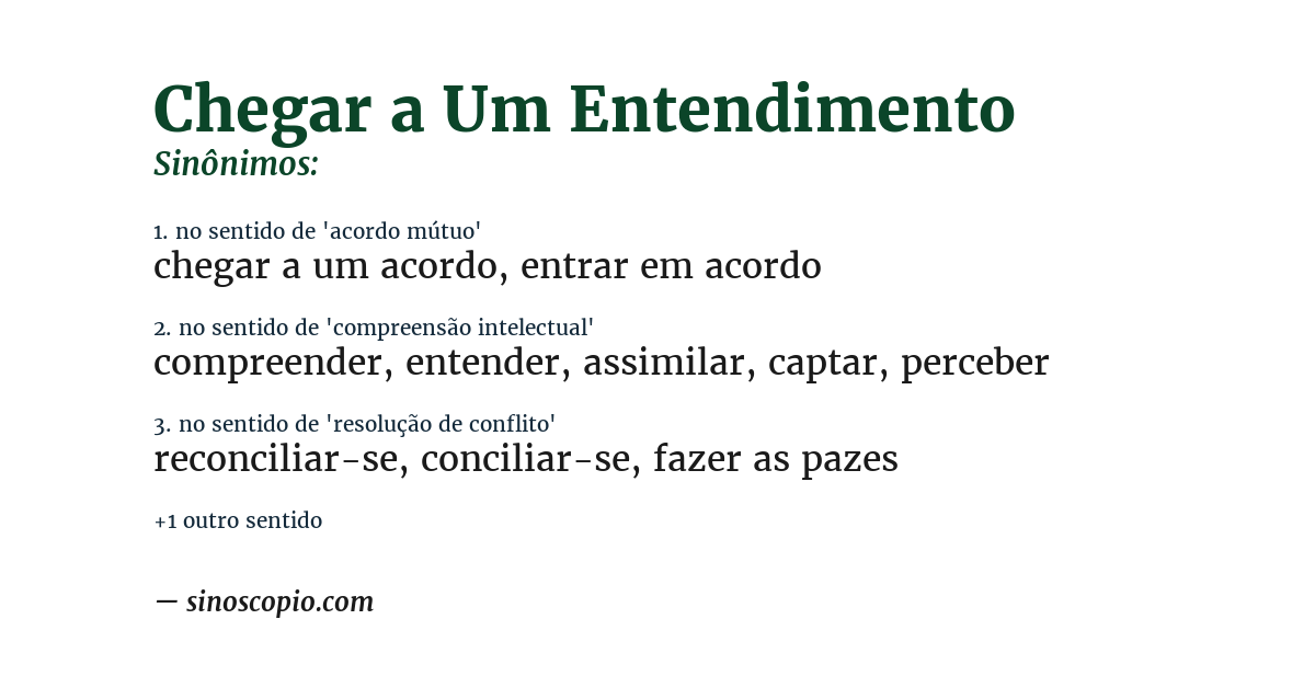 Sinônimo de chegar a um entendimento