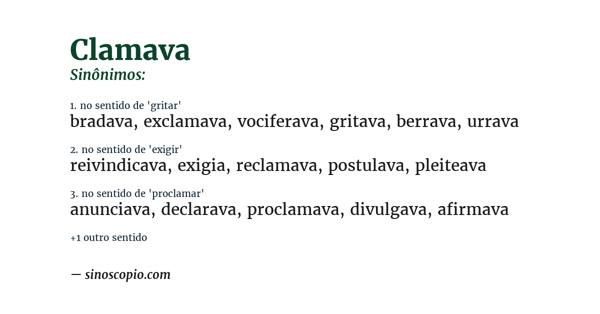 Sinônimo de clamava