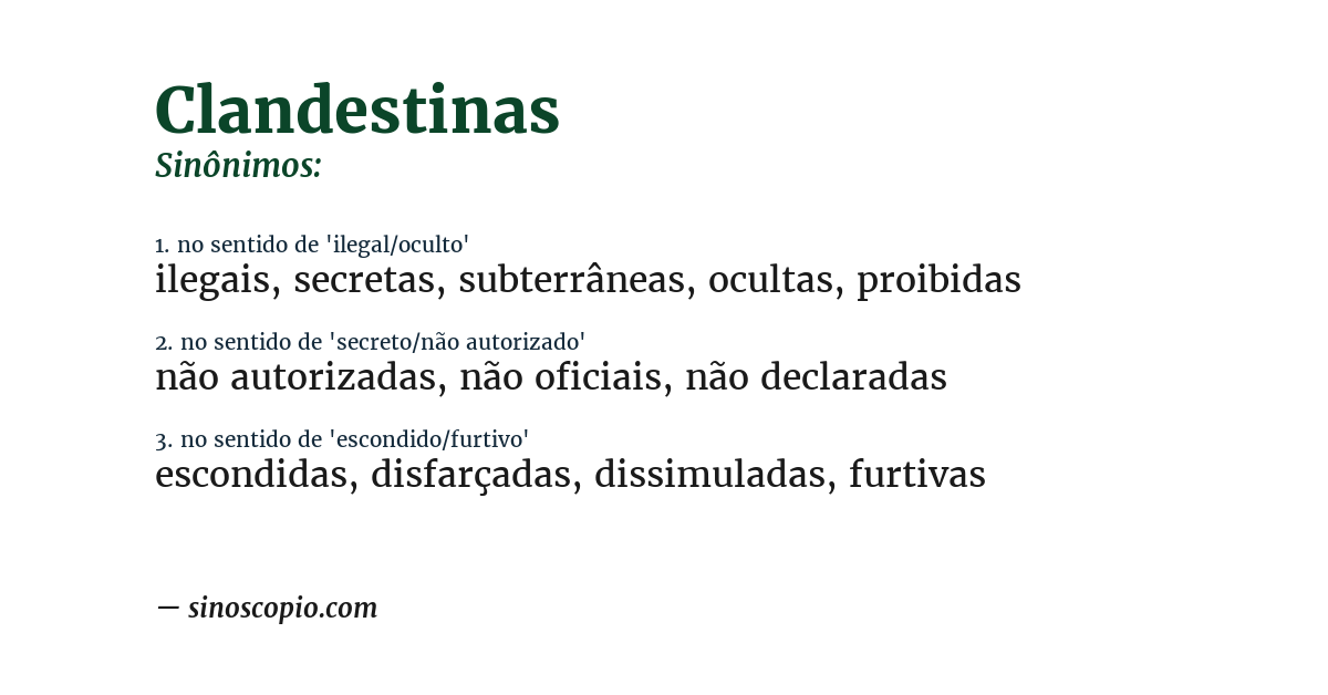 Sinônimo de clandestinas