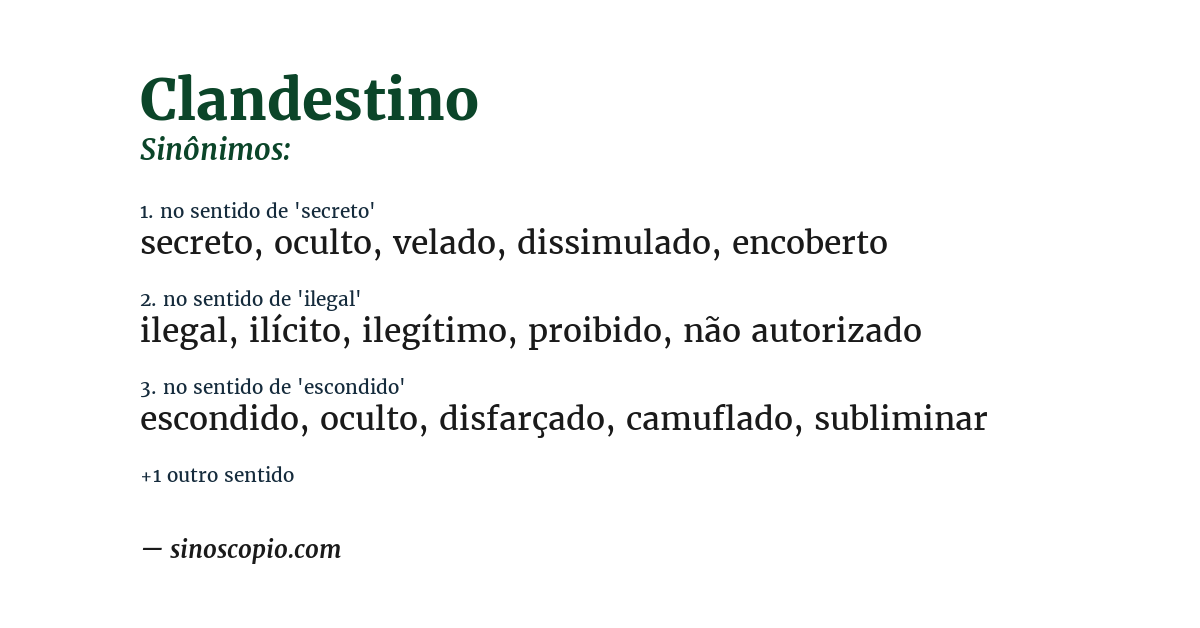 Sinônimo de clandestino