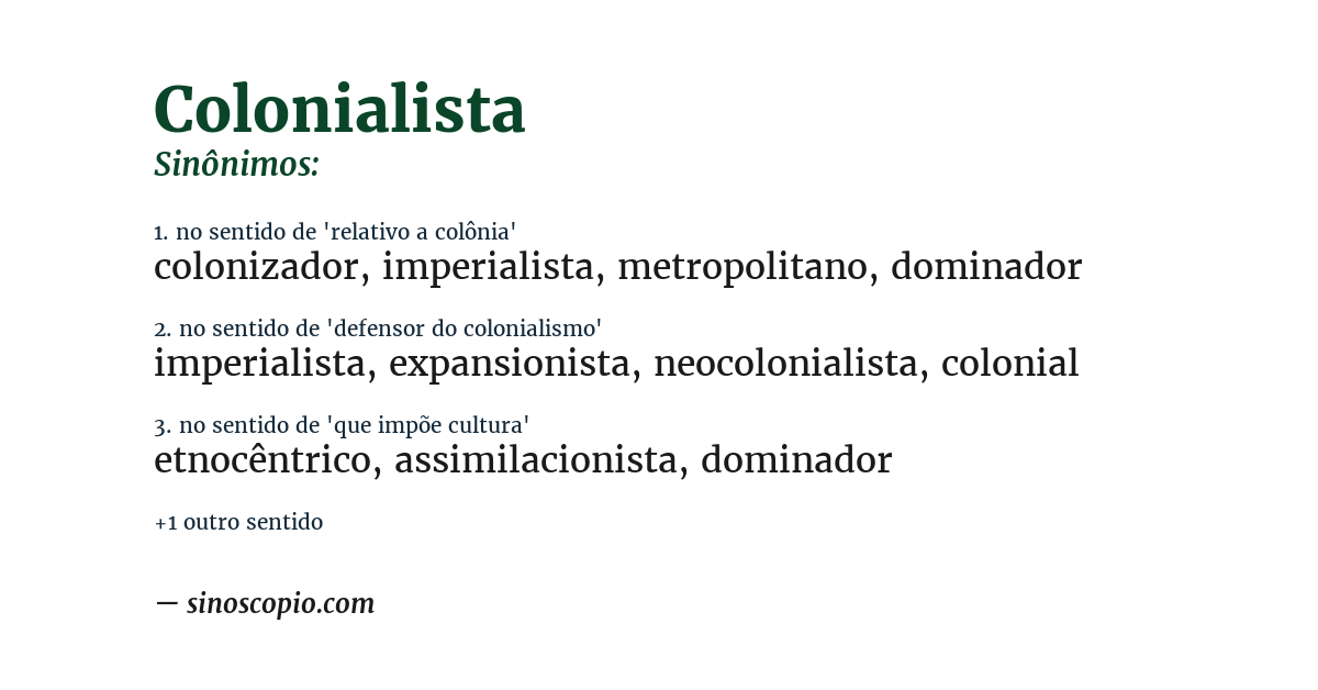 Sinônimo de colonialista