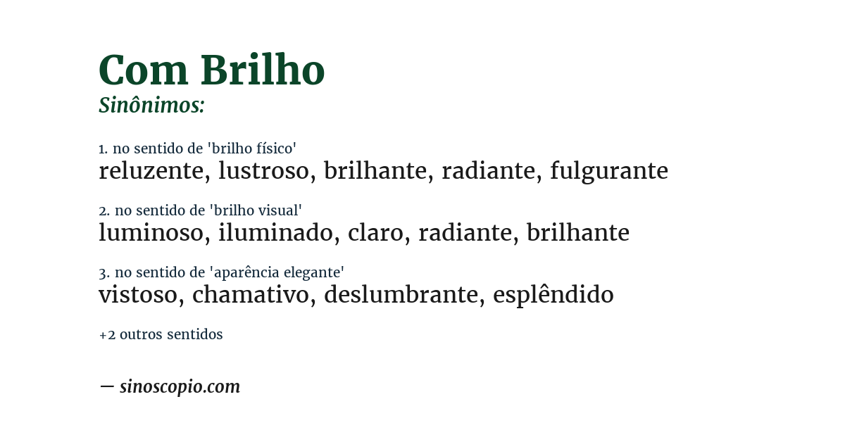 Sinônimo de com brilho