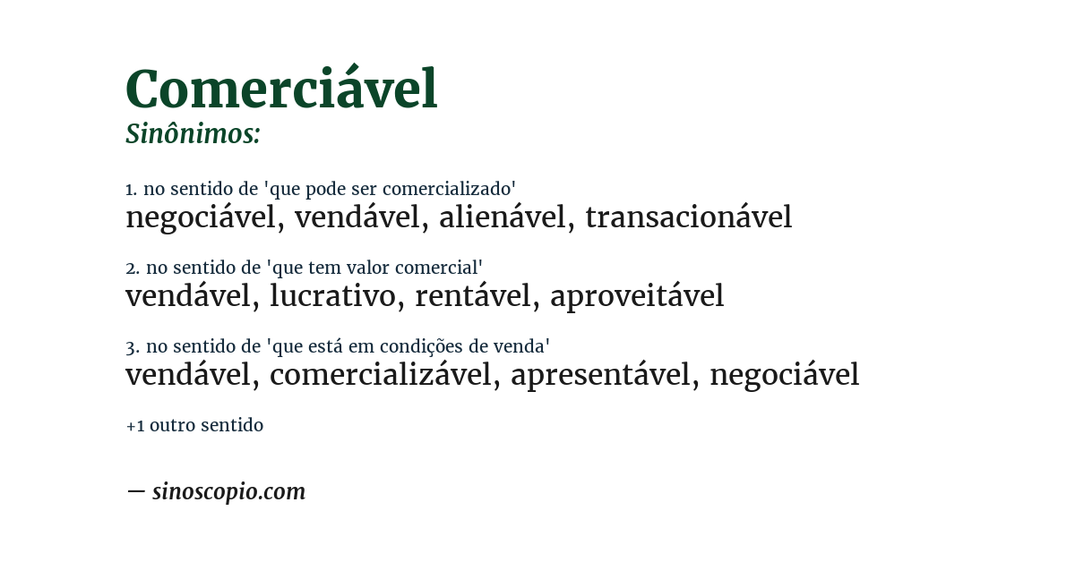 Sinônimo de comerciável