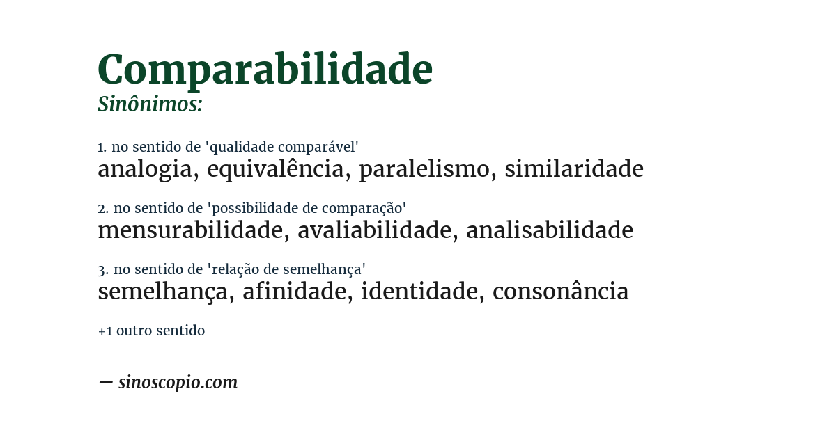 Sinônimo de comparabilidade