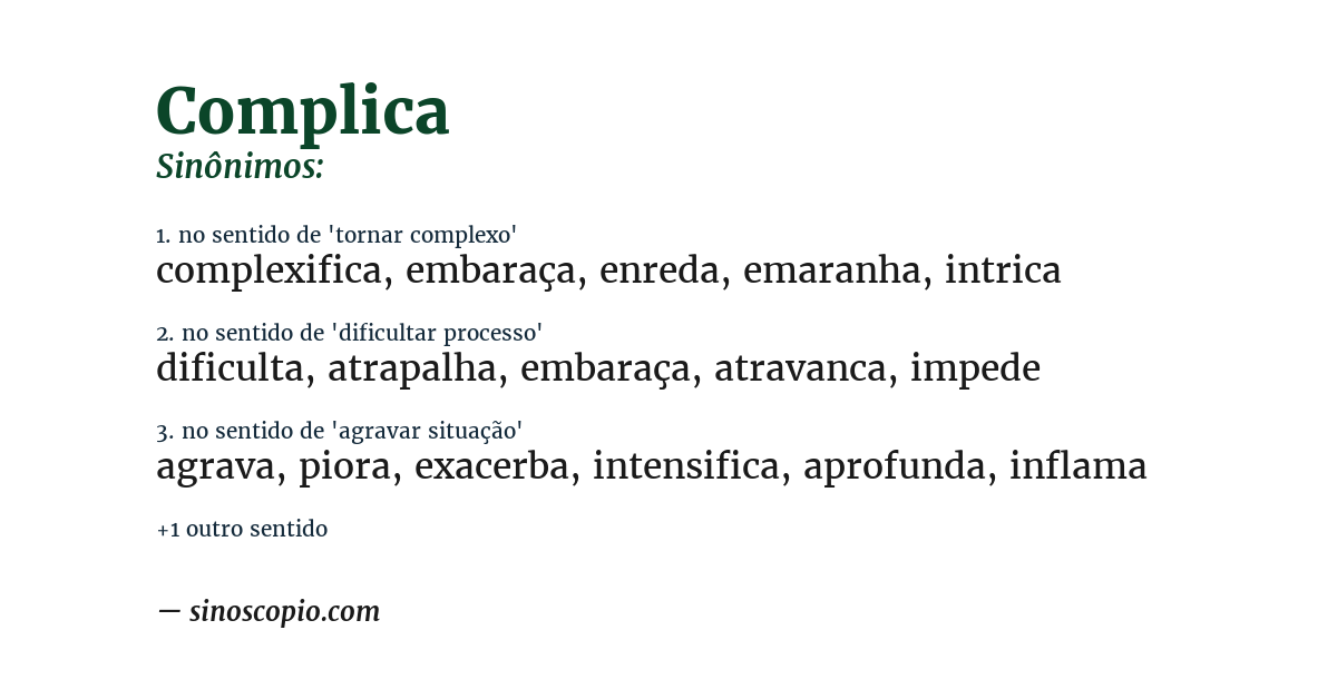 Sinônimo de complica