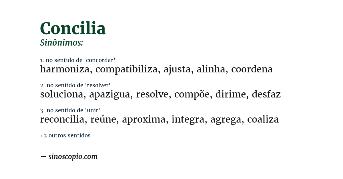 Sinônimo de concilia